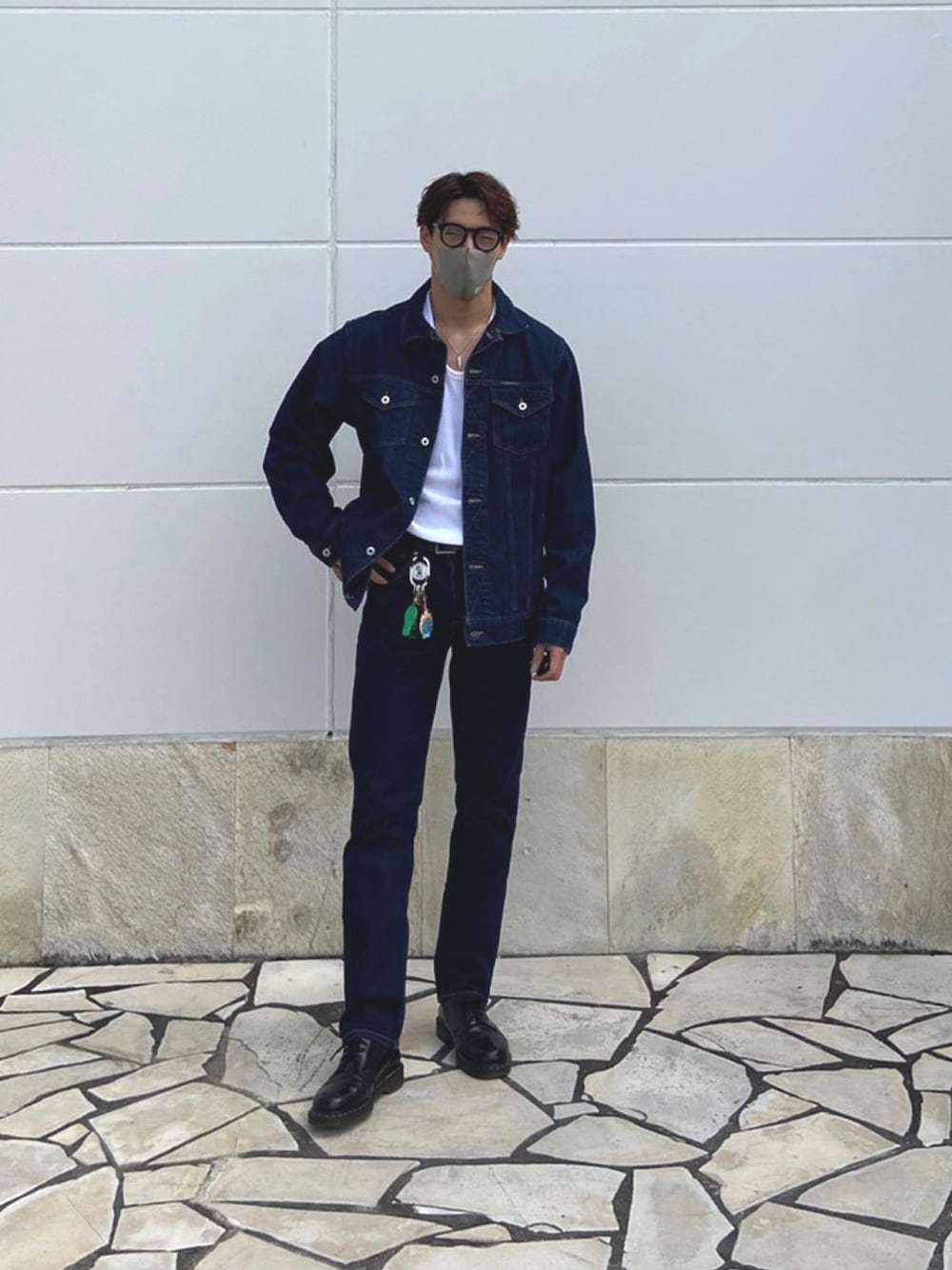 「私の推しブランド、休日コーデ、秋冬コーデ、カジュアル、シンプルスタイル、メンズファッション、ootd、デニムセットアップ、デニムっていいよね、デニム オン デニム、オトナカジュアル、古着、春服デビュー宣言、いまどきジャケット写真」｜「NAUTICAのアイテム（デニムジャケット、ブルー系）」を使った、nagitoさん（メンズ・183cm）の冬コーディネートの1枚目の写真