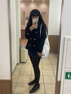 「VINTAGE（ヴィンテージ）のアイテム（ピーコート）」を使った、fumikaさん（レディース・158cm）の冬コーディネート