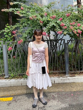 「SINOON（シヌーン）のアイテム」を使った、fumikaさん（レディース・158cm）の夏コーディネート