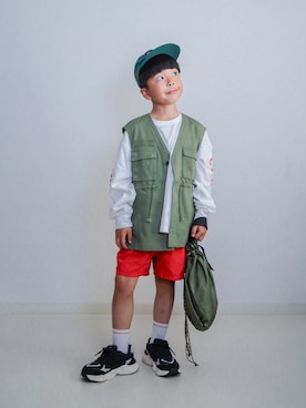「巾着バッグ」｜ma-kunさん（キッズ・120cm）の春コーディネート