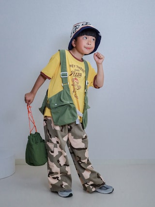 「BEAMS mini（ビームスミニ）のリンガープリントTシャツ 2026SS（吸水速乾・UVカット）（Tシャツ/カットソー）」を使った、ma-kunさん（キッズ・120cm）の春コーディネート