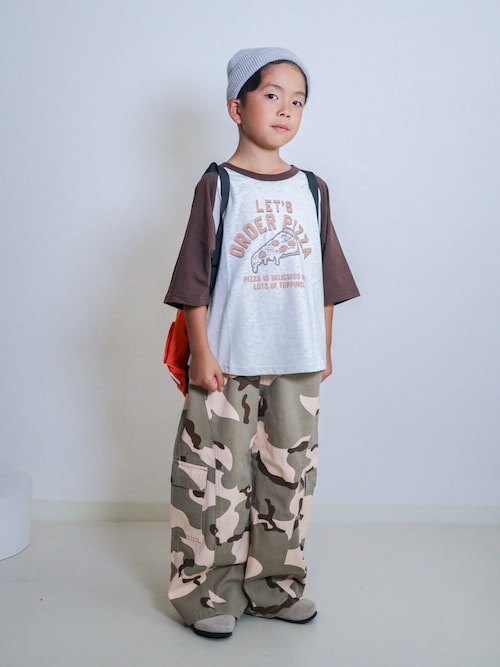 「chil2(チルツー)の綿100% プリントラグラン半袖Tシャツ(Tシャツ/カットソー)」を使った、ma-kunさん(キッズ・120cm)の夏コーディネート