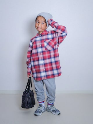 「BAYFLOW（ベイフロー）の[長く活躍!]ヴィンテージチェックシャツ[120/140/160cm](KIDS)（シャツ/ブラウス）」を使った、ma-kunさん（キッズ・120cm）の秋コーディネート