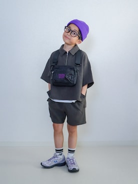 「アイテム（帽子）」を使った、ma-kunさん（キッズ・120cm）の春コーディネート