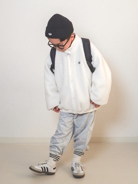 「アイテム（帽子）」を使った、ma-kunさん（キッズ・120cm）の冬コーディネート