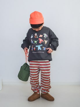 「アイテム（帽子）」を使った、ma-kunさん（キッズ・120cm）の冬コーディネート