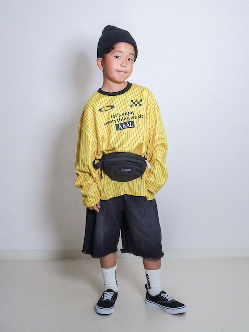 「LEPSIM(レプシィム)の【KIDS】デニムハーフパンツ 661230(デニムパンツ)」を使った、ma-kunさん(キッズ・120cm)の秋コーディネート