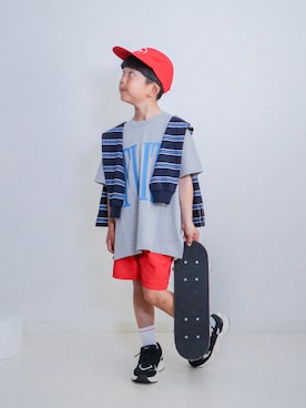 「LOWRYS FARM（ローリーズファーム）のアイテム（帽子）」を使った、ma-kunさん（キッズ・120cm）の春コーディネート