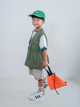 「adidas（アディダス）のSST シュムーフォイル コンフォートクロージャー キッズ / SST Shmoofoil Comfort Closure Kids / アディダスオリジナルス adidas Originals（スニーカー）」を使った、ma-kunさん（キッズ・110cm）の夏コーディネート