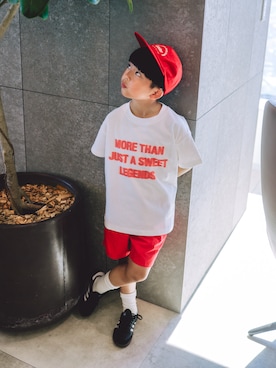 「LOWRYS FARM（ローリーズファーム）のアイテム（帽子）」を使った、ma-kunさん（キッズ・120cm）の春コーディネート