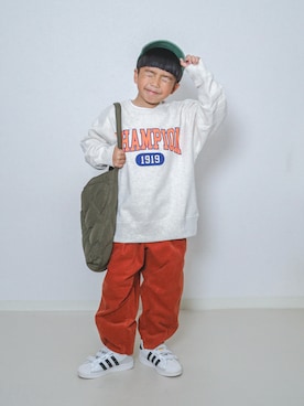 「アイテム（キャップ）」を使った、ma-kunさん（キッズ・120cm）の秋コーディネート