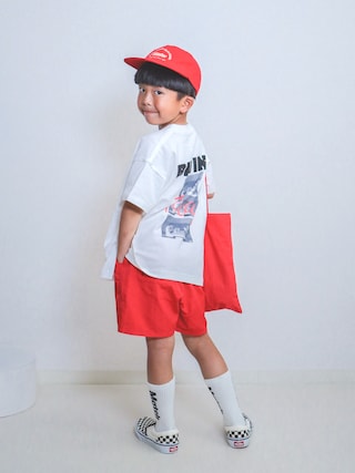 「LOWRYS FARM（ローリーズファーム）のオリジナルロゴＣＡＰ　587914（キャップ）」を使った、ma-kunさん（キッズ・120cm）の春コーディネート