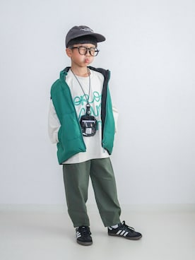 「アイテム（ベスト）」を使った、ma-kunさん（キッズ・120cm）の秋コーディネート