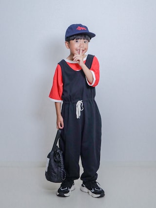 「LOWRYS FARM(ローリーズファーム)のカットオールインワン 661564(つなぎ/オールインワン)」を使った、ma-kunさん(キッズ・120cm)の夏コーディネート