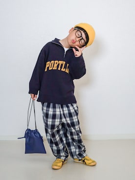 「アイテム（メガネ）」を使った、ma-kunさん（キッズ・120cm）の冬コーディネート