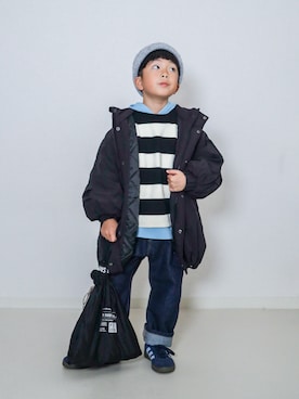 「アイテム（エコバッグ/サブバッグ）」を使った、ma-kunさん（キッズ・120cm）の冬コーディネート