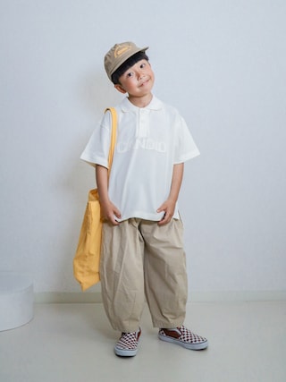 「LOWRYS FARM（ローリーズファーム）のオリジナルロゴＣＡＰ　587914（キャップ）」を使った、ma-kunさん（キッズ・120cm）の春コーディネート