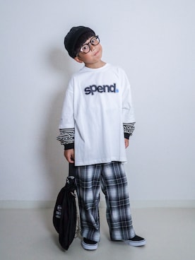 「アイテム（帽子）」を使った、ma-kunさん（キッズ・120cm）の秋コーディネート
