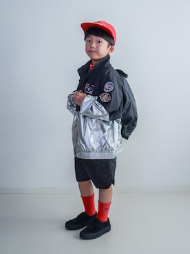 「アイテム（キャップ）」を使った、ma-kunさん（キッズ・120cm）の秋コーディネート