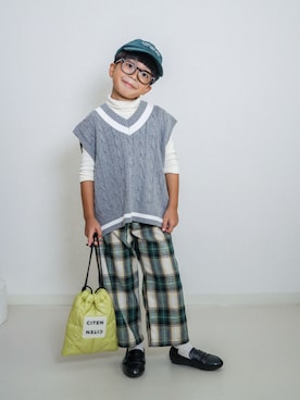 「アイテム（ローファー）」を使った、ma-kunさん（キッズ・120cm）の秋コーディネート