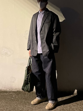 「Graphpaper（グラフペーパー）のアイテム（ブルゾン）」を使った、-.-さん（メンズ・183cm）の春コーディネート