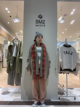 「Samansa Mos2 blue」｜「アイテム（ニットキャップ/ビーニー）」を使った、イヌヅカさん（レディース・154cm）の秋コーディネート
