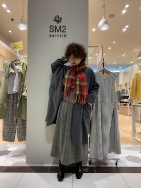 「Samansa Mos2 blue（サマンサモスモスブルー）のアイテム（ノーカラーコート）」を使った、イヌヅカさん（レディース・154cm）の秋コーディネート