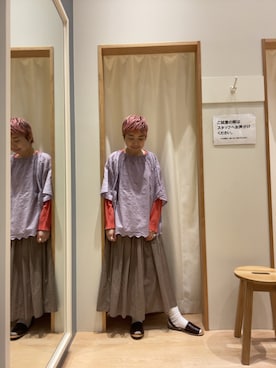 「Samansa Mos2（サマンサ モスモス）のセパレートサンダル（サンダル）」を使った、イヌヅカさん（レディース・154cm）の春コーディネート