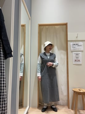「Samansa Mos2 blue」｜「アイテム（ジャンパースカート）」を使った、イヌヅカさん（レディース・154cm）の冬コーディネート