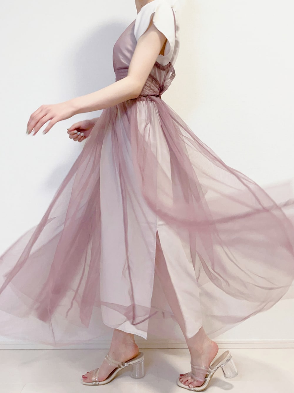 チュールハイネックワンピース WILLSELECTION（ウィルセレクション）の「ドットチュール