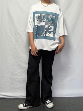 「グラフィックＴ」｜「アイテム（チェスターコート）」を使った、まさくんさん（メンズ・171cm）の春コーディネート