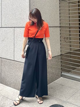 「ROPE' PICNIC（ロペピクニック）のBeauty knit/ハーフスリーブニットトップス/WEB限定カラーあり（ニット/セーター）」を使った、AYANOさん（レディース・162cm）の春コーディネート
