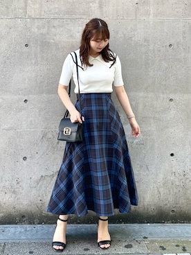 「チェック柄に恋してる」｜「アイテム（スカート）」を使った、AYANOさん（レディース・162cm）の夏コーディネート