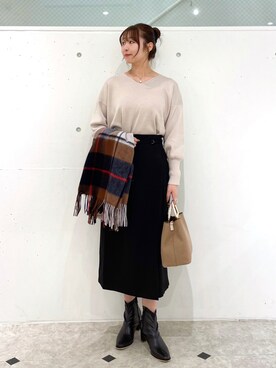 「チェック柄に恋してる」｜「アイテム（スカート）」を使った、AYANOさん（レディース・162cm）の秋コーディネート