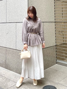 「スクエアトゥ」｜「アイテム（その他シューズ）」を使った、AYANOさん（レディース・162cm）の春コーディネート