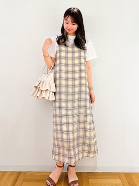 「チェックキャミワンピース」｜AYANOさん（レディース・162cm）の夏コーディネート