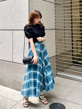 「チェック柄に恋してる」｜「アイテム（スカート）」を使った、AYANOさん（レディース・162cm）の夏コーディネート