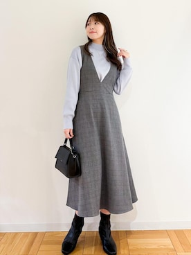 「ファッションを楽しもう」｜「アイテム（ジャンパースカート）」を使った、AYANOさん（レディース・162cm）の秋コーディネート