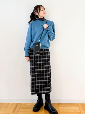 「重ね着ベストシーズン」｜「アイテム（スウェット）」を使った、AYANOさん（レディース・162cm）の秋コーディネート