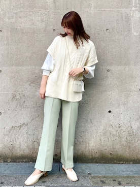 「スクエアトゥ」｜「アイテム（その他シューズ）」を使った、AYANOさん（レディース・162cm）の春コーディネート
