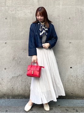 「アイテム（バンダナ/スカーフ）」を使った、AYANOさん（レディース・162cm）の春コーディネート