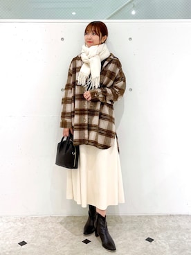 「チェック柄に恋してる」｜「アイテム（スカート）」を使った、AYANOさん（レディース・162cm）の秋コーディネート