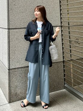 「ROPE' PICNIC（ロペピクニック）の洗える/レーヨンナイロンイージーワイドパンツ（その他パンツ）」を使った、AYANOさん（レディース・162cm）の春コーディネート