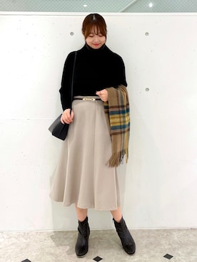 「チェック柄に恋してる」｜「アイテム（スカート）」を使った、AYANOさん（レディース・162cm）の冬コーディネート