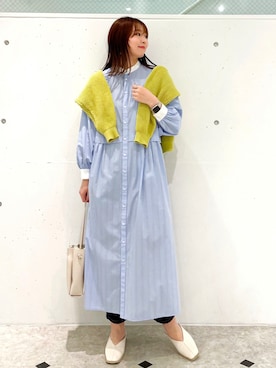 「スクエアトゥ」｜「アイテム（シャツワンピース）」を使った、AYANOさん（レディース・162cm）の春コーディネート