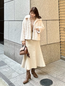 「スクエアトゥ」｜「アイテム（ブルゾン）」を使った、AYANOさん（レディース・162cm）の冬コーディネート