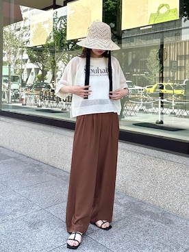 「敏感」｜「アイテム（帽子）」を使った、AYANOさん（レディース・162cm）の夏コーディネート