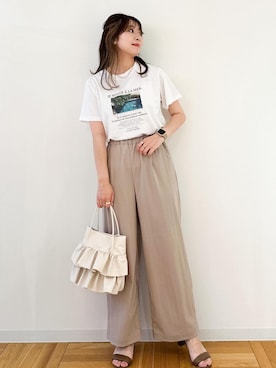 「ROPE' PICNIC（ロペピクニック）の洗える/レーヨンナイロンイージーワイドパンツ（その他パンツ）」を使った、AYANOさん（レディース・162cm）の夏コーディネート