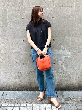 「カラー×コーデ」｜「アイテム（パーカー）」を使った、AYANOさん（レディース・162cm）の夏コーディネート