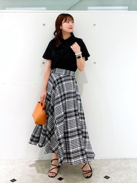「チェック柄に恋してる」｜「アイテム（スカート）」を使った、AYANOさん（レディース・162cm）の夏コーディネート